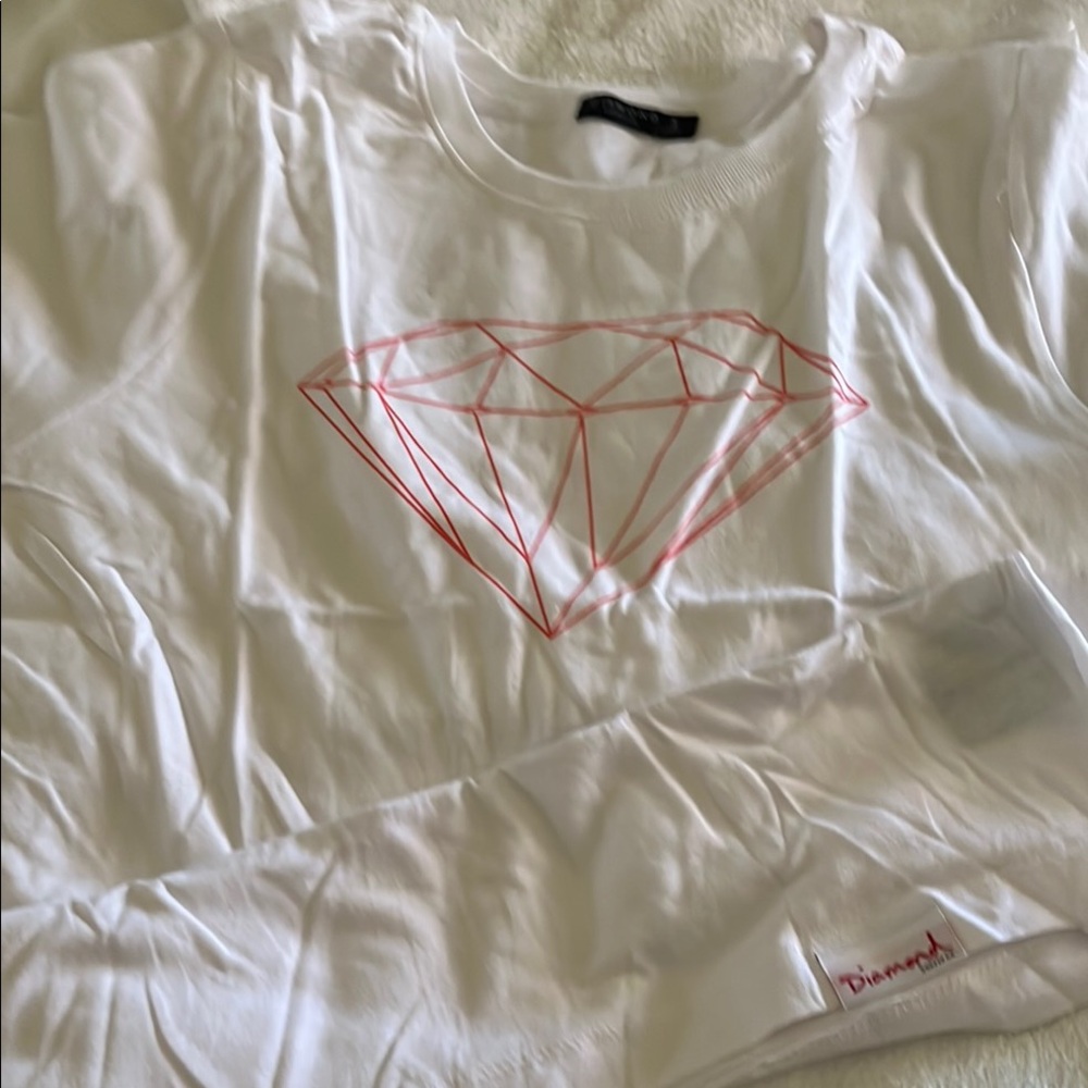 Diamond Supply Co. 100% cotton White Short Sleeves Tee with Red Diamond Logo